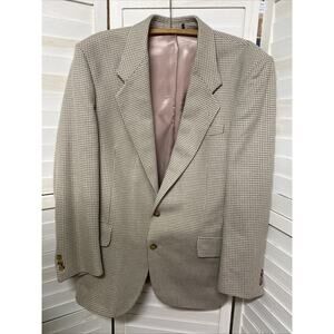 Gianfranco Ruffini Blazer 42R Sport Jacket Tan Off White Houndstooth Lined Italy